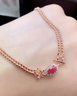 Natural Ruby Pear Halo Bracelet