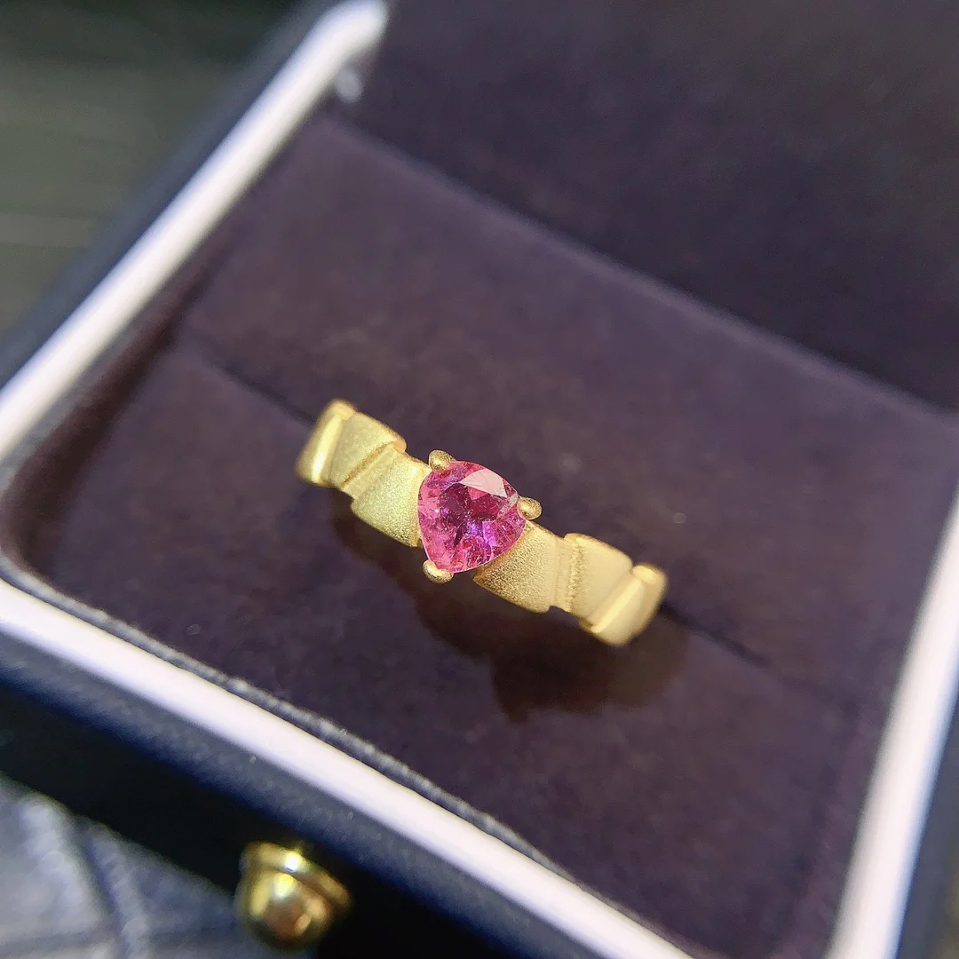 Natural Tourmaline Heart Classic Ring - view 4
