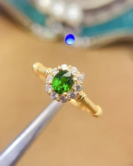 Natural Diopside Petite Halo Ring