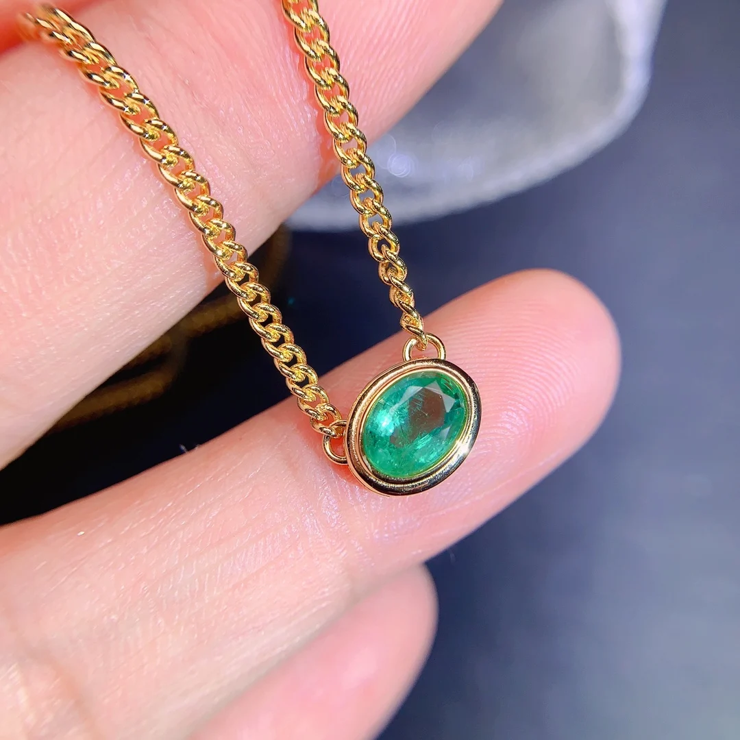 Natural Emerald Bezel Pendant - view 1