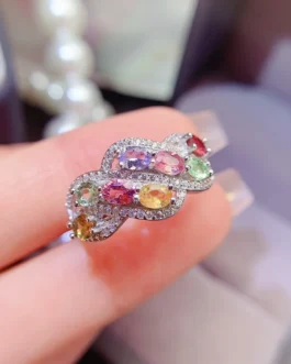 Natural Tourmaline Colour Band Ring