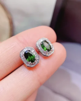 Natural Diopside Court Earrings