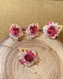 Natural Garnet Boho Jewelry Set