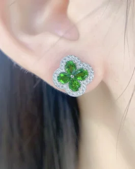 Natural Diopside Wedding Stud Earrings