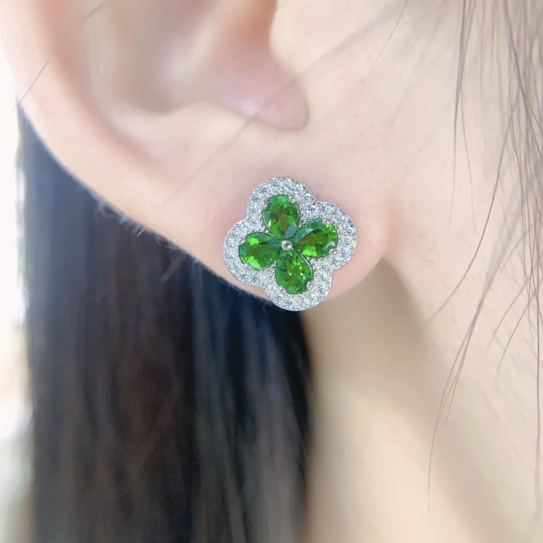 Natural Diopside Wedding Stud Earrings - view 2