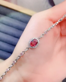 Natural Garnet Station Bracelet