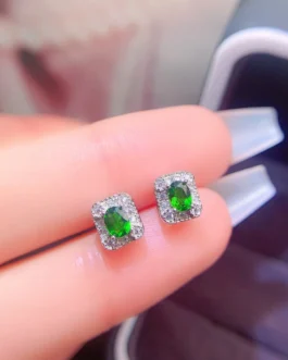 Natural Diopside Wedding Earrings