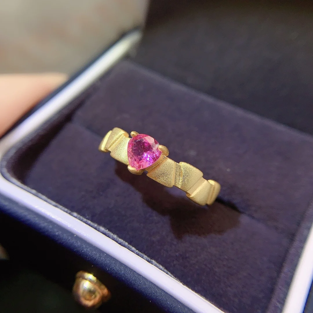 Natural Tourmaline Heart Classic Ring - view 5
