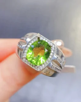 Natural Peridot Men’s Engagement Ring