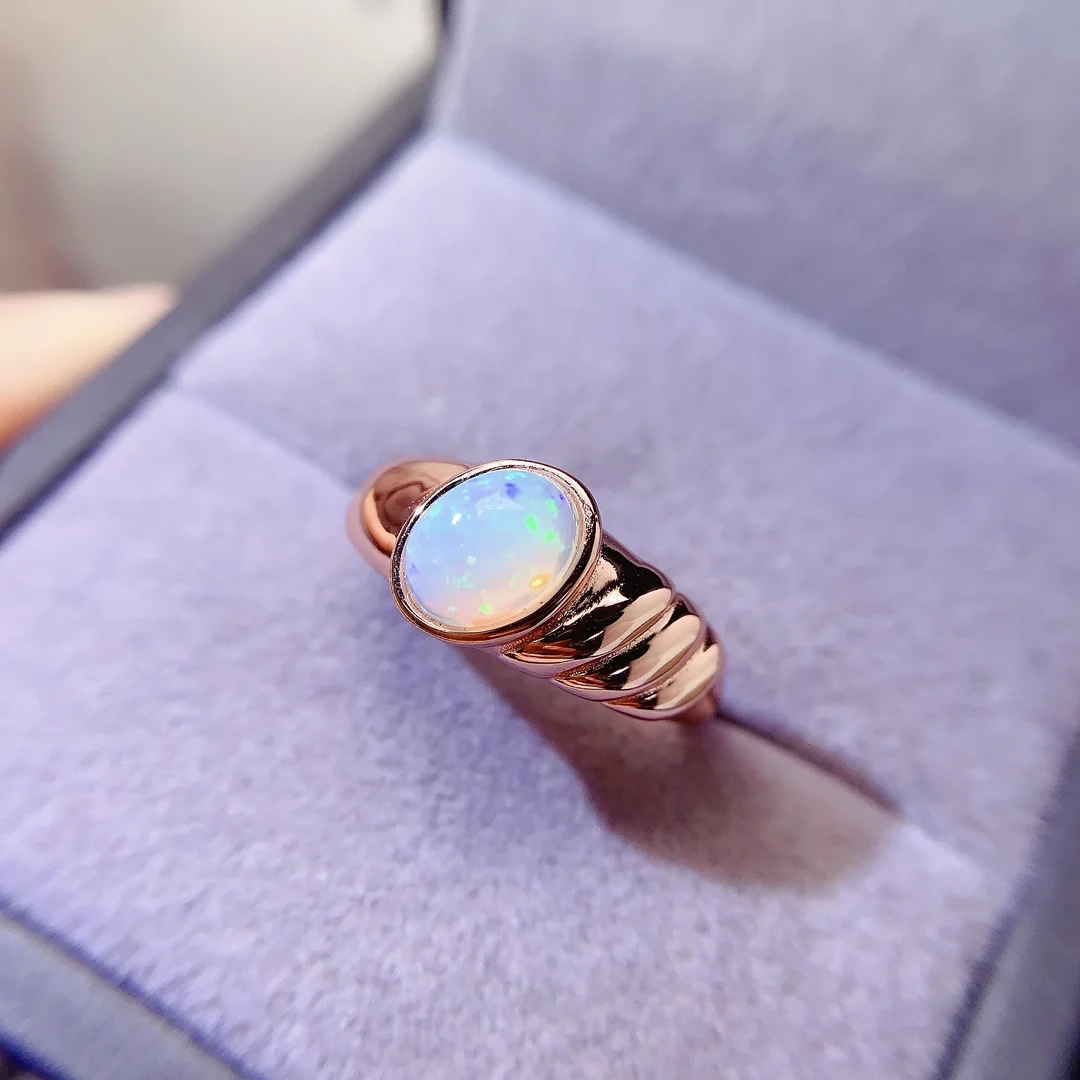 Natural Opal Classic Halo Ring - view 6