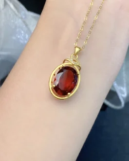 Natural Garnet Bezel Pendant