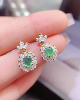 Natural Emerald Rose Earrings