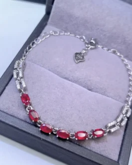 Natural Ruby Oval Tennis Bracelet