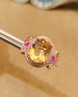 Natural Citrine Large Love Ring