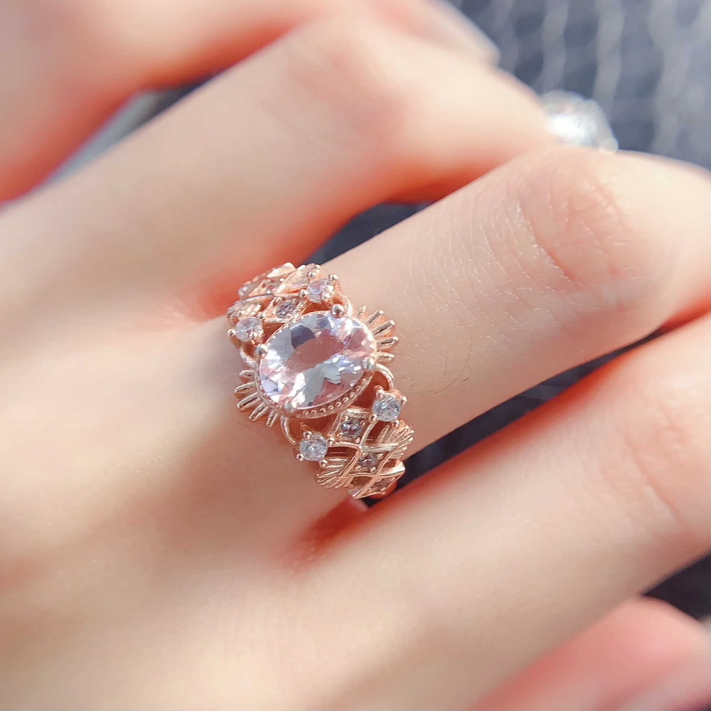 Natural Morganite Rose Gold Ring - view 6