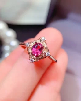 Natural Garnet Cushion Cut Ring