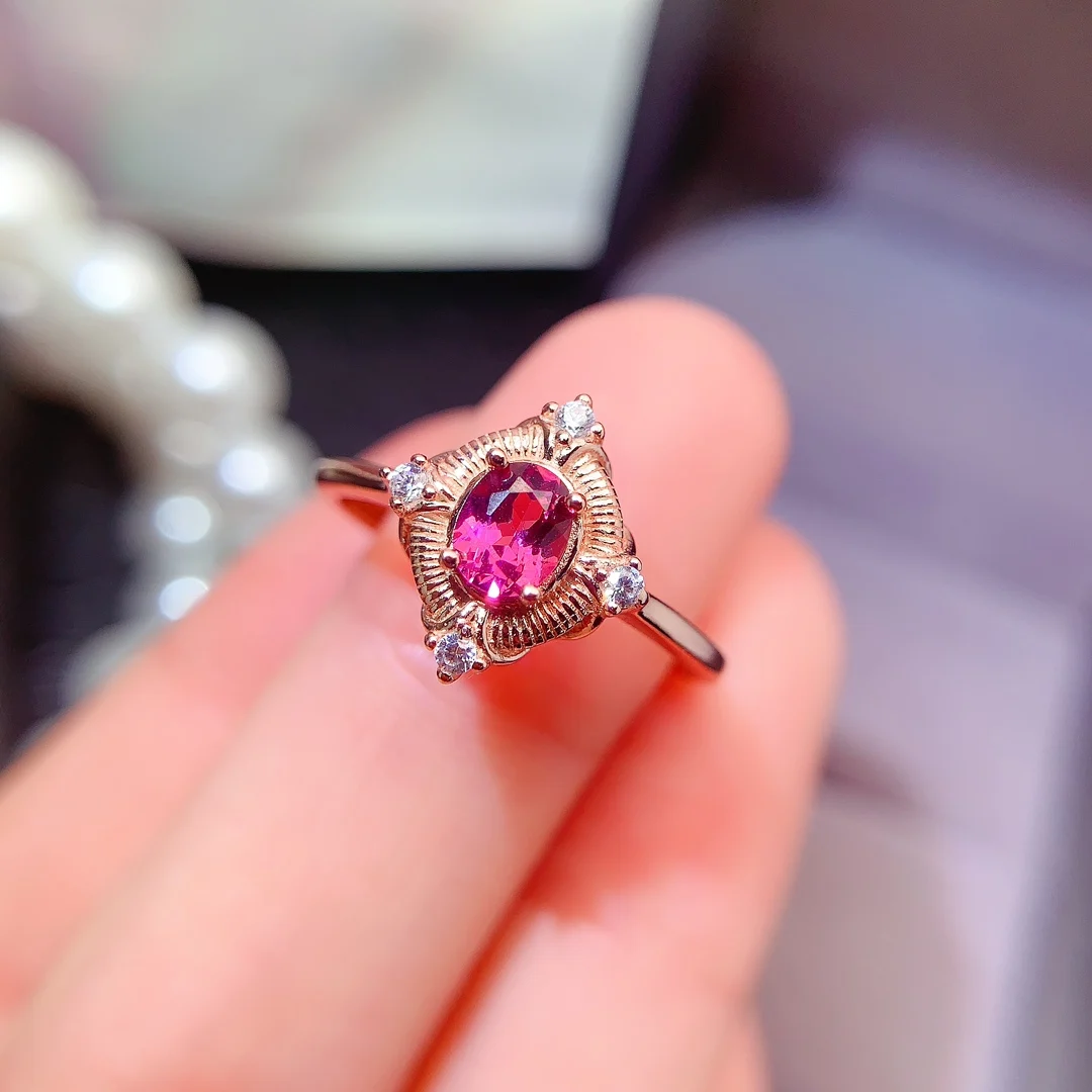 Natural Garnet Cushion Cut Ring - view 1