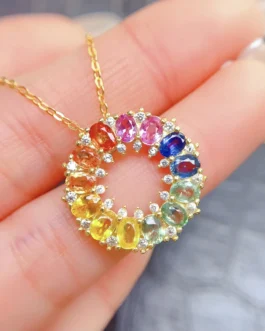 Natural Sapphire Wreath Pendant Necklace