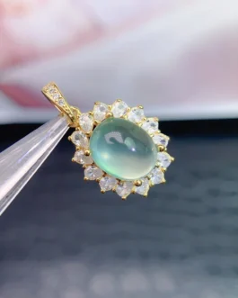 Natural Prehnite Sunburst Pendant