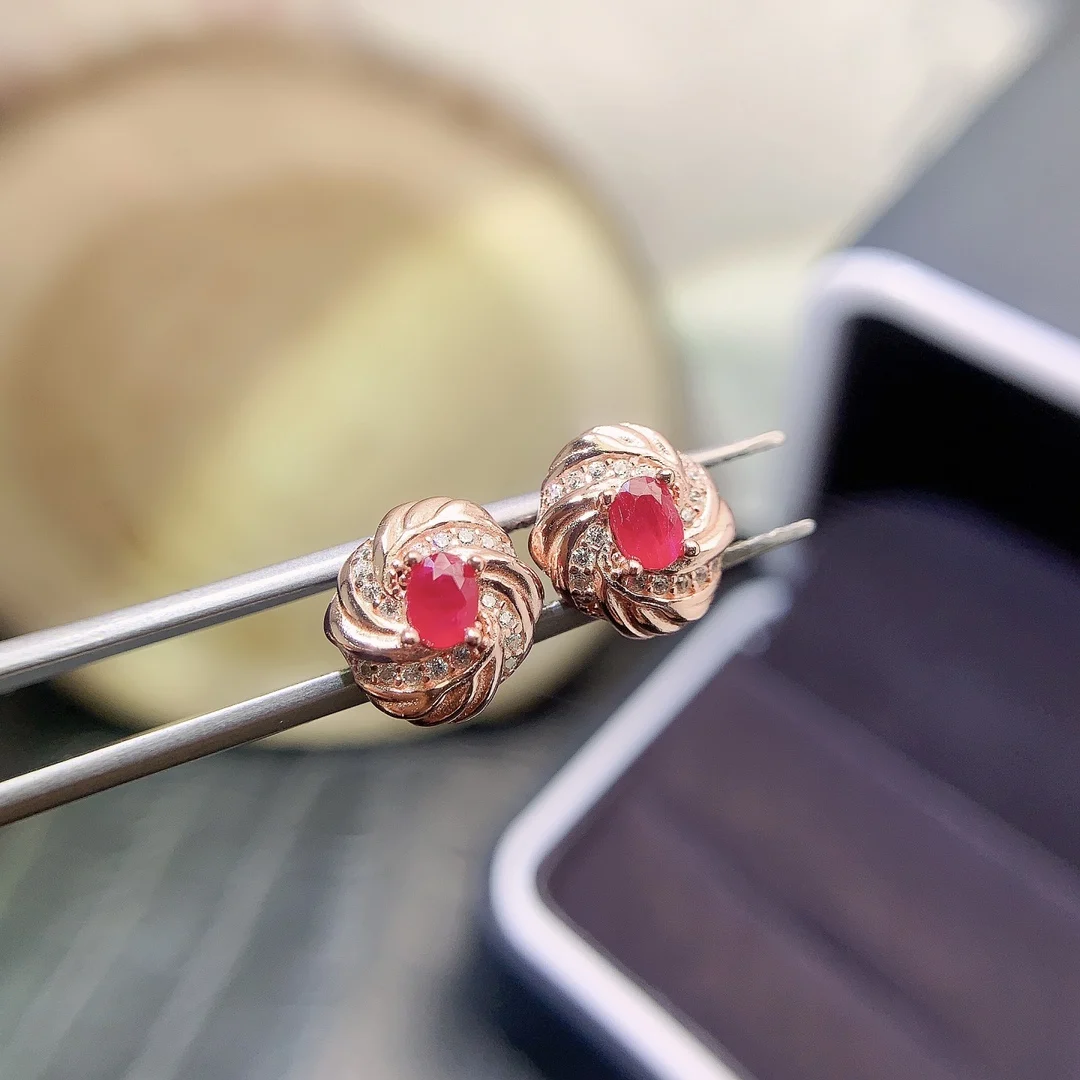 Natural Ruby Classic Stud Earrings - view 1