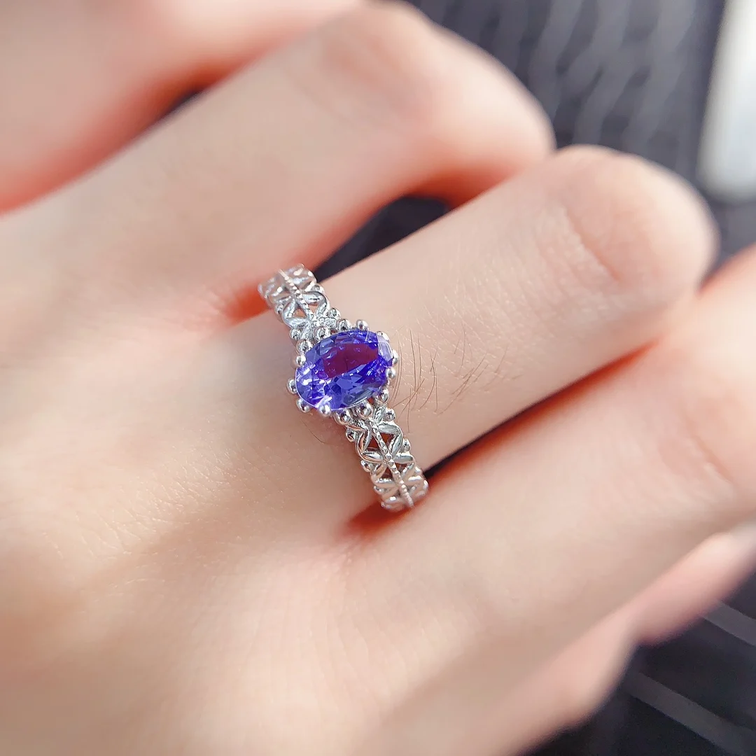 Natural Tanzanite Party Halo Ring - view 3