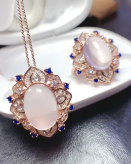 Natural Rose Quartz Elegant Jewelry Set