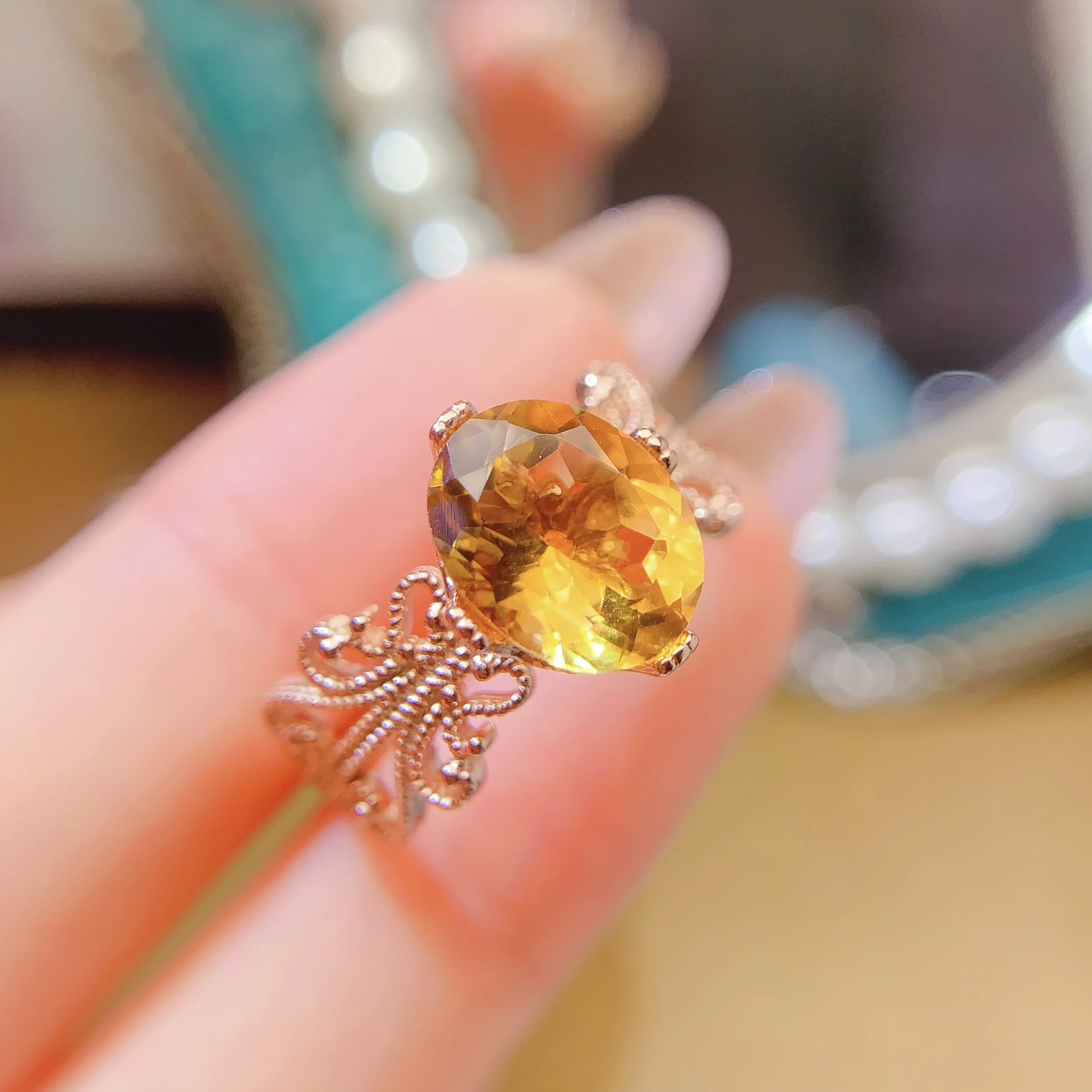 Natural Gemstone Vintage Band Ring - view 2