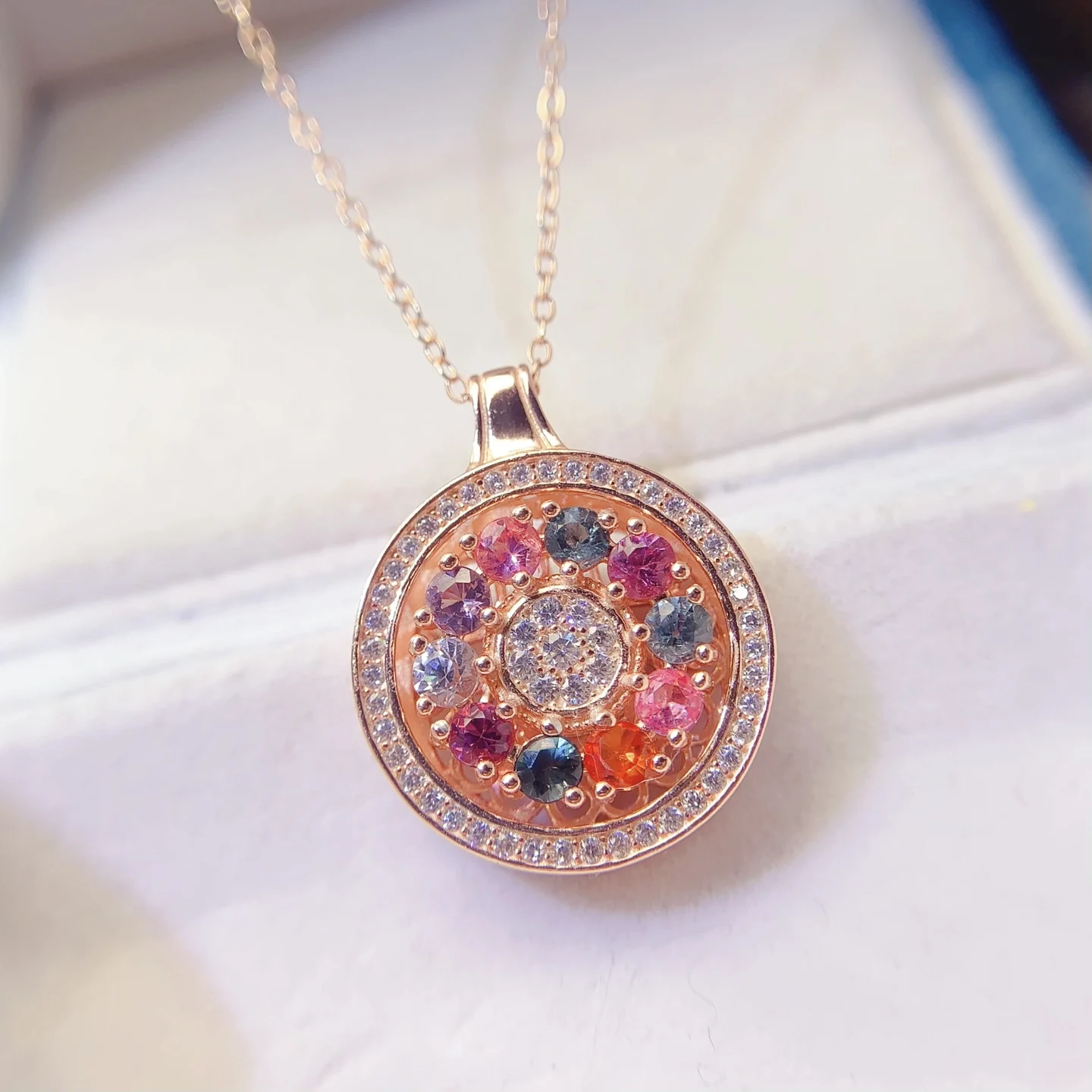 Natural Tourmaline Medallion Pendant Necklace - view 4