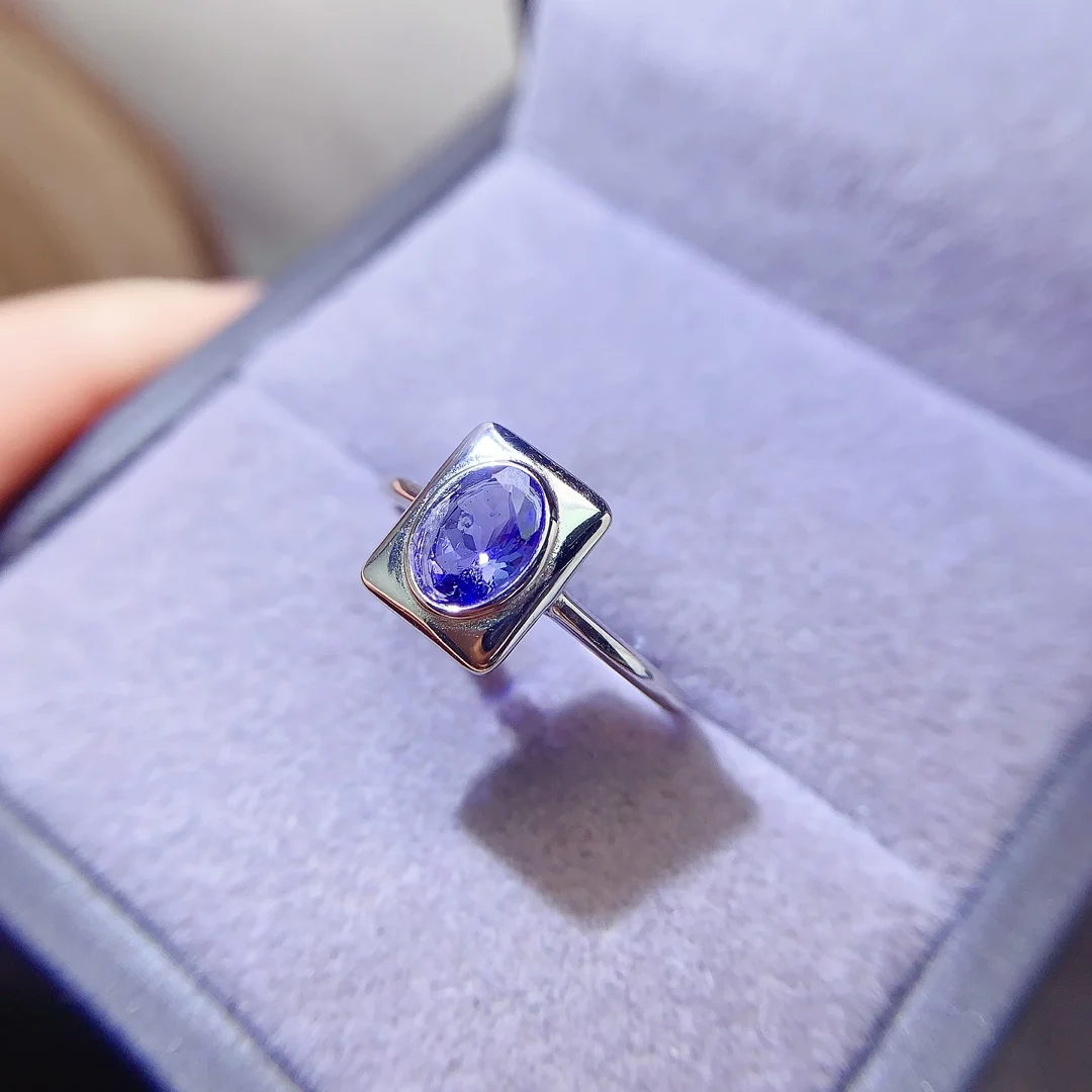 Natural Tanzanite Luxury Halo Ring - view 6