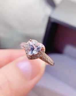 Natural Aquamarine Heart Ring