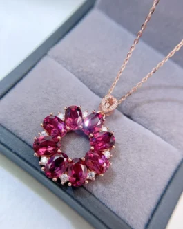 Natural Garnet Wreath Pendant