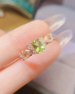 Natural Peridot Dainty Oval Ring