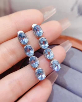 Natural Topaz Rose Stud Earrings