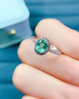 Natural Emerald Classic Pavé Ring
