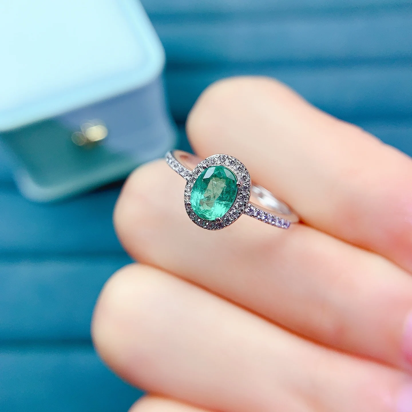 Natural Emerald Classic Pavé Ring - view 1