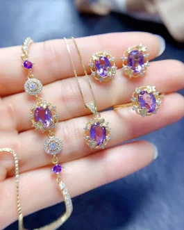 Natural Amethyst Luxury Jewelry Set