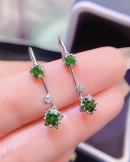 Natural Diopside Rose Earrings