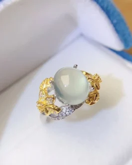 Natural Prehnite Gold Fine Ring