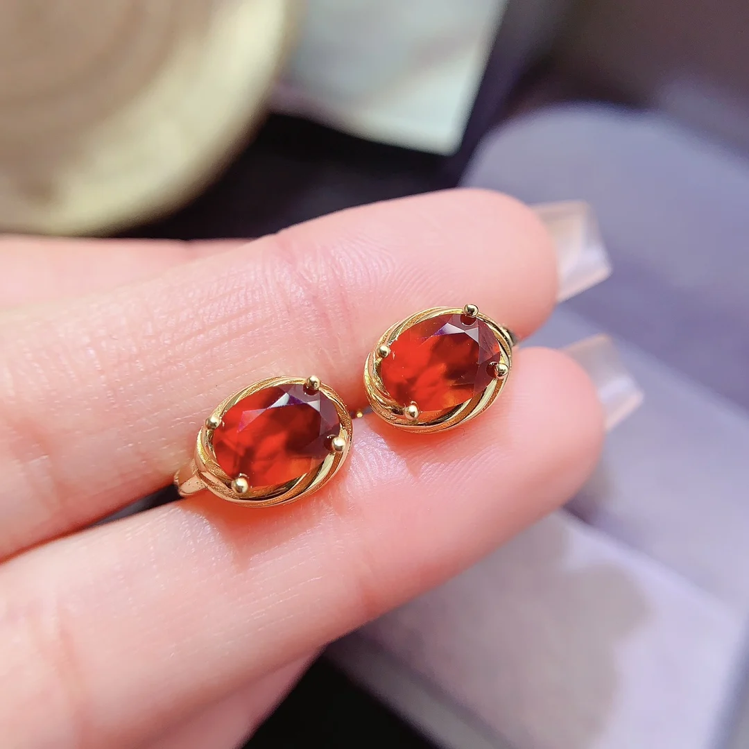 Natural Garnet Vintage Stud Earrings - view 1