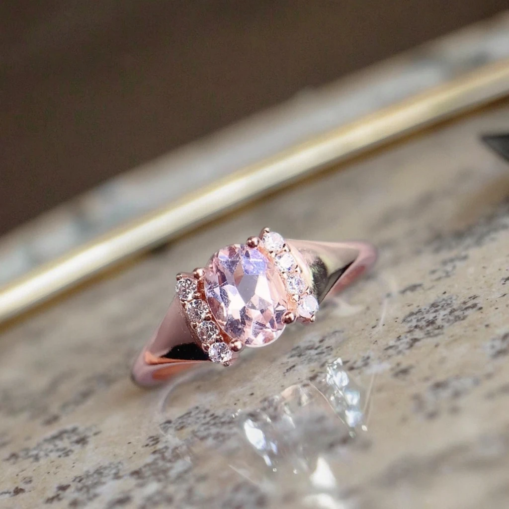 Natural Morganite Classic Oval Ring - view 1