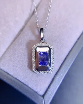 Natural Tanzanite Rectangle Pendant