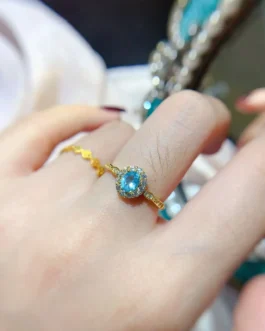 Natural Apatite Oval Rhodium Ring