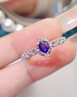 Natural Sapphire Halo Pinky Ring