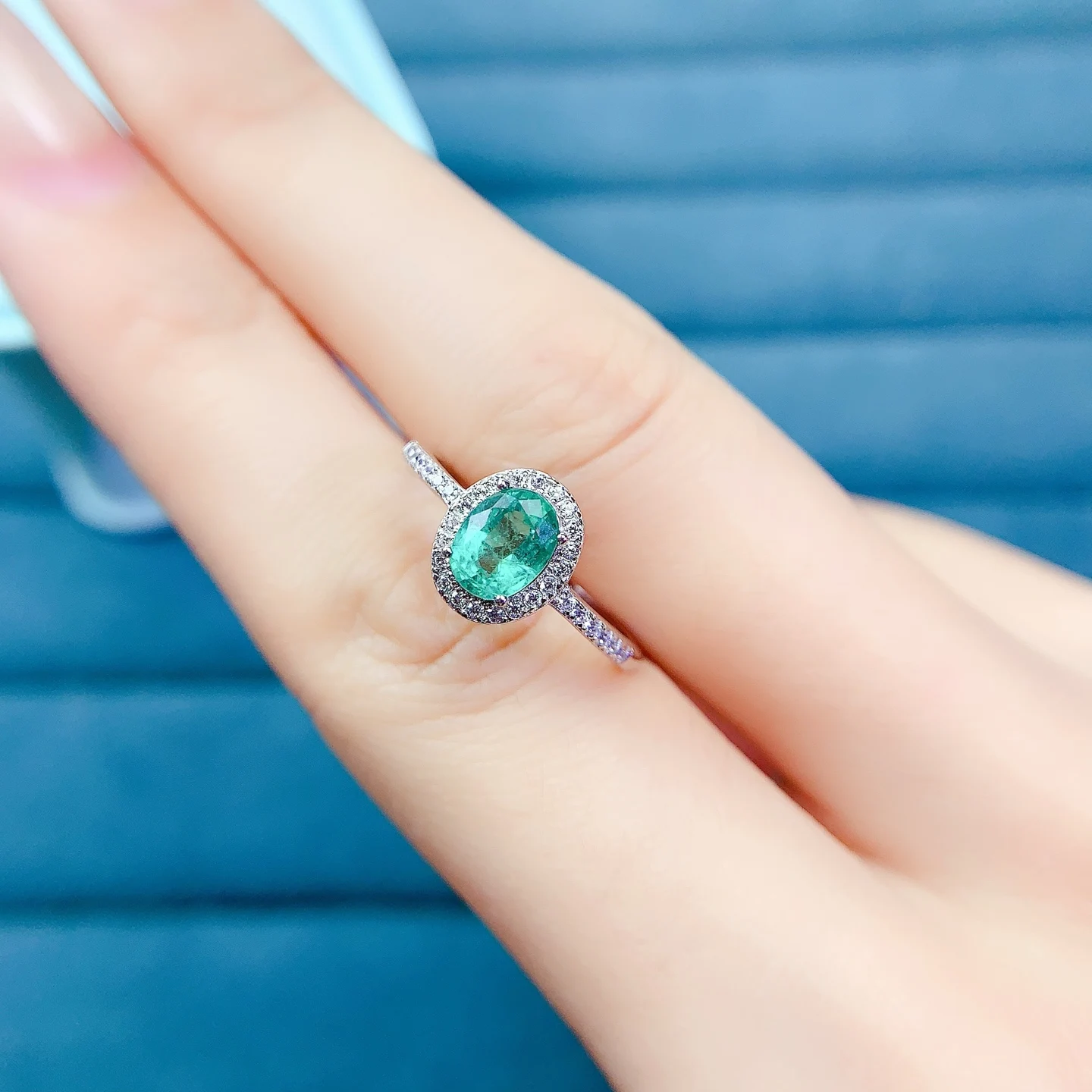 Natural Emerald Classic Pavé Ring - view 2