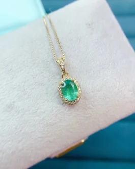 Natural Emerald Faceted Pendant Necklace