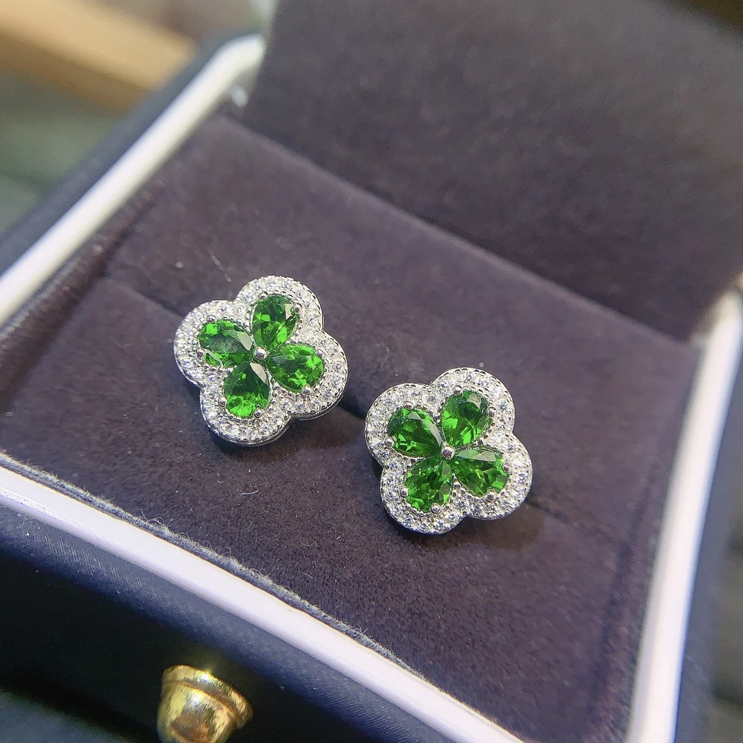 Natural Diopside Wedding Stud Earrings - view 3