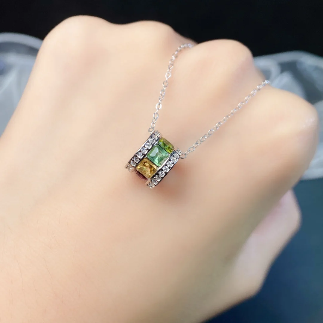 Natural Tourmaline Square Pendant - view 5