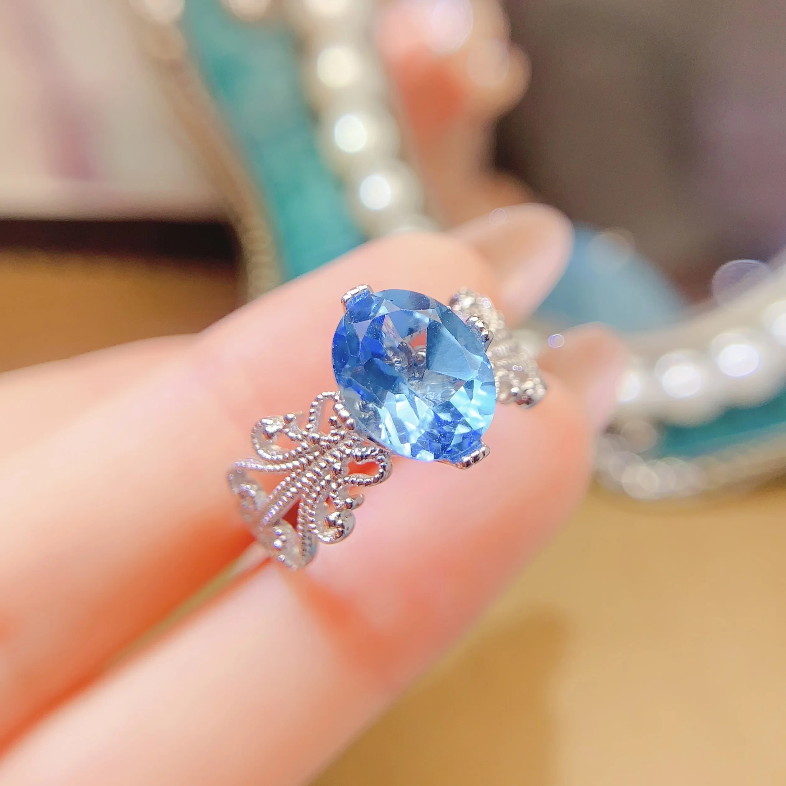 Natural Gemstone Vintage Band Ring - view 3