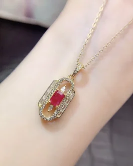 Natural Ruby Lantern Pendant