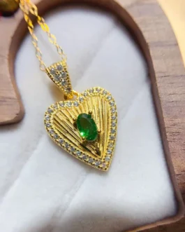 Natural Diopside Heart Pendant Necklace